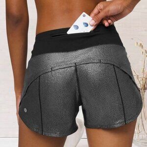 RARE Print! Lululemon Speed Up Short *4" Foil Sz. 4 Wide Leg Lined - Like New!